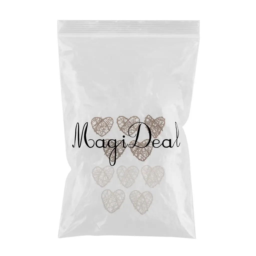10Pcs Novelty Hollow Heart Shape Rattan Wicker Balls Home Party Ornament Decoration
