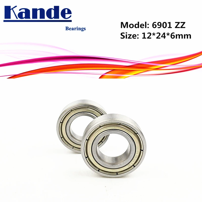6901ZZ 12X24X6mm ABEC-1 6901 ZZ Thin Section Deep Groove 6901 Ball Bearing 61901 10pcs