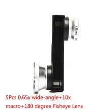 5 X Универсальный новейший 3 в 1 0.65X Широкоугольный+ 10X макро-объектив+ 180 degreen Рыбий глаз объектив для iPhone 5 4,0 ''дюймовый телефон камеры черный