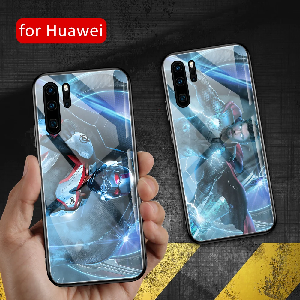 For cover huawei p20 lite Glass back p30 marvel case for Huawei P9 P10 Plus P20 P30 Pro |