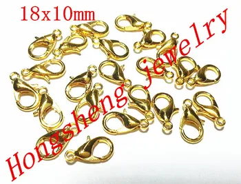 

18x10mm 300pcs/lot gold plating color zinc Alloy Jewelry Findings Lobster Clasps Hooks Jewelry Making Clasps