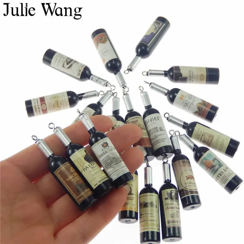 10 шт. подвески для винных бутылок Julie Wang из черной смолы подвеска на ожерелье