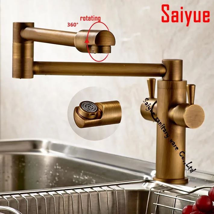 

2016 new arrival 1080 degree rotating Wall Mounted kitchen vegetables basin sink faucet Mixer Tap folding deck mounted antique