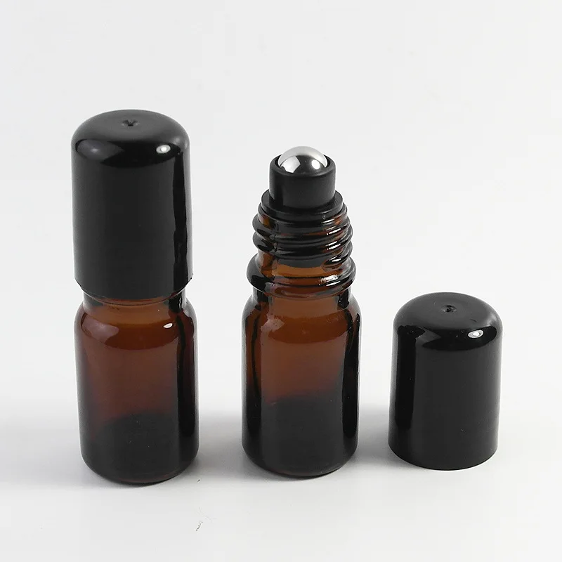 Garrafa de Vidro Fragrância do Perfume Garrafas de Óleo Essencial com Esfera de Aço Âmbar Roll on Vazio Amostra Inoxidável Frascos 20 Pcs 5 ml 10 8 High Quality Beleza e saúde