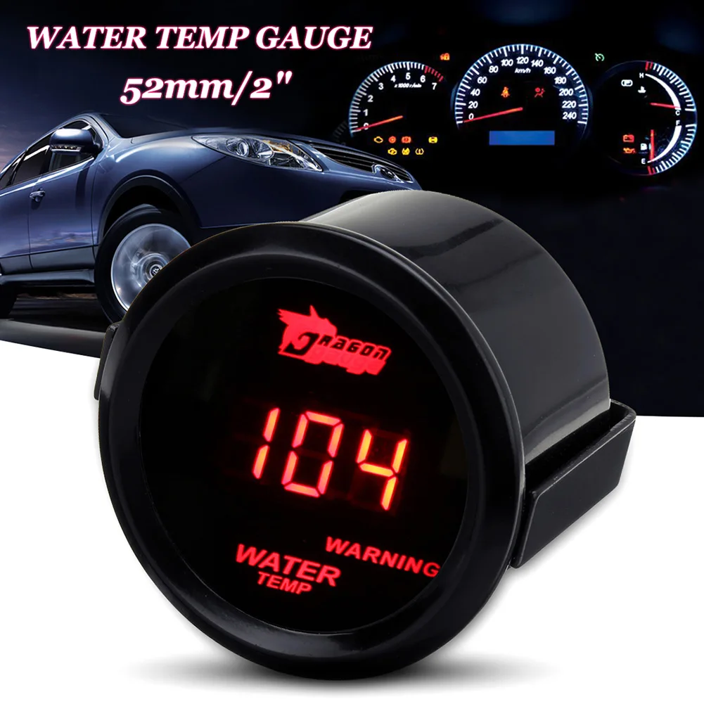

Car Black 52mm Red Digital LED Electronic Water Temp Temperature Gauge TD326