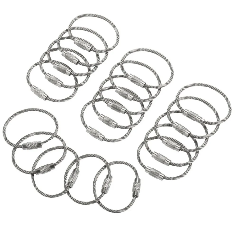 10 шт 1,5/2 мм EDC брелок для ключей из нержавеющей стали проволока кабель петля винт устройство блокировки кольцо для ключей набор ручных инструментов