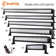 Partol 14 22 32 42 52 50 дюймов 144W 240W 360W 480W 600W 576W 3 ряда прямой светодиодный светильник бар рабочий светильник для бездорожья 4WD 4x4 лодка автомобиль