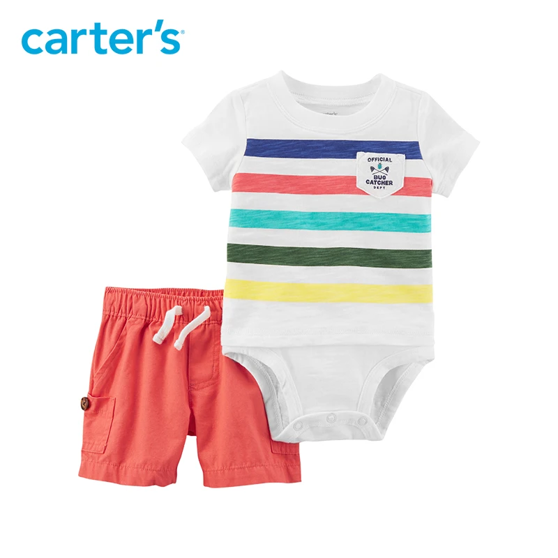 

Carter's 2-Piece baby children kids clothing Boy Summer Double-Decker Bodysuit & Canvas Short Set 127H192