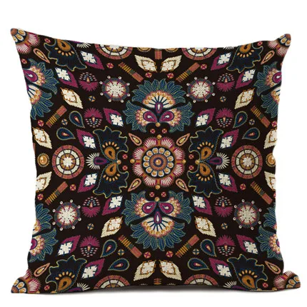 Colorful Abstract Ethnic Floral Classical Mandalas Pattern Prints Vintage Patchwork Retro Geometric Cushion Cover Pillow Case