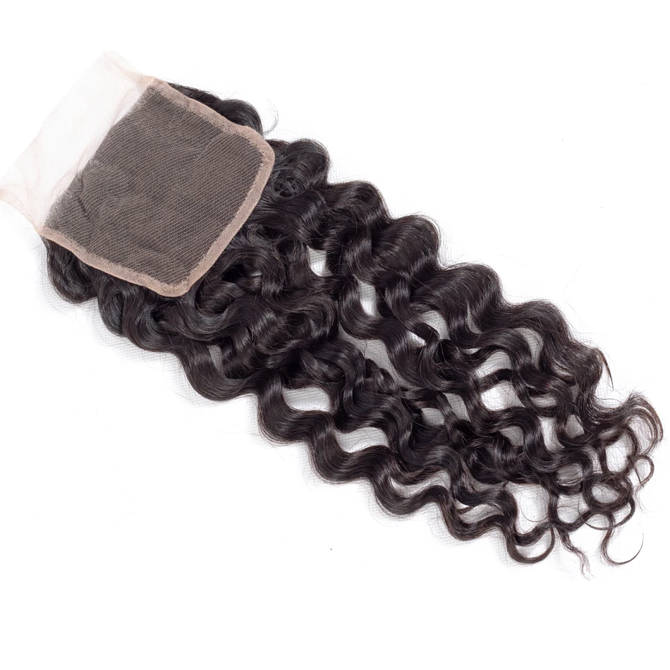 Wet And Wavy Human Hair Bundles with Closure Brazilian Water Wave Remy Hair Bundles And Closure Human Hair Bundles With Closure