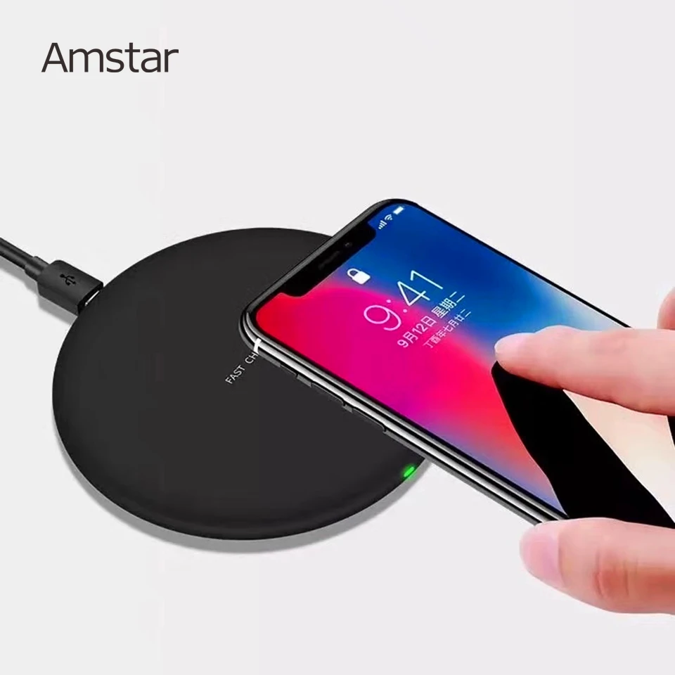 Amstar 10 Вт Qi Беспроводное зарядное устройство для iPhone XS Max XR X 8 Plus быстрая USB