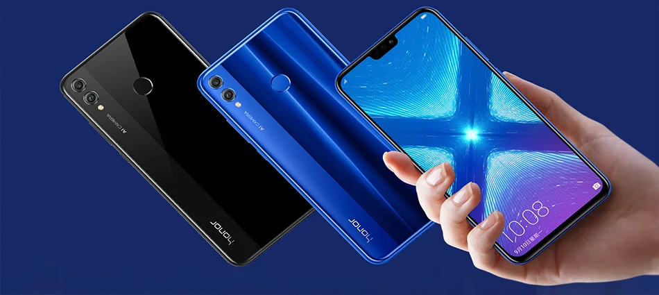 Honor 8X мобильный телефон 6,5 дюймов экран Android 8,2 16,0 Мп фронтальная камера Google play многоязычный смартфон