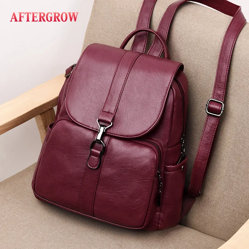 

Retro Women Washed Leather Backpacks Vintage Female Shoulder Bag Sac a Dos Travel Bagpack Mochilas School Bags For Girls Preppy