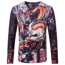 2016 New Arrival Men’s 3D T Shirt Cotton Men Long Sleeve Printed Men Casual tshirt homme male Creative Designed Shirts For Men