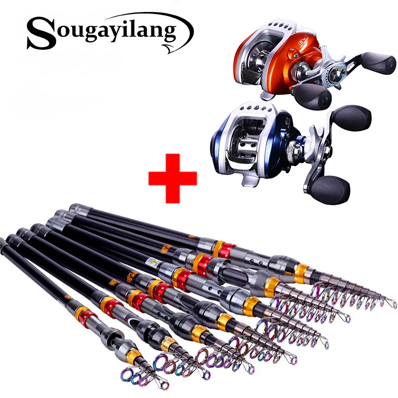 Sougayilang 180 360cm Telescopic Fishing Rod and Baitcasting Fishing