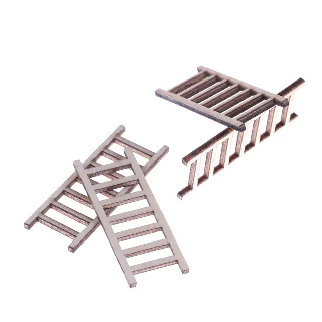 4pcs Mini Wooden Step Ladder Diy Doll House Miniatures Fairy