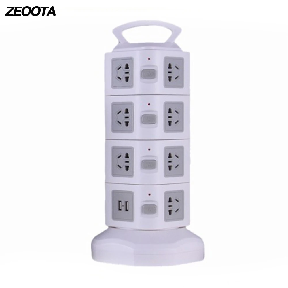 

Tower USB Power Strip Vertical Multi Sockets 15 AC AU Plug Outlets USB Socket with 2 USB Ports with 2m/6.5Ft Extention Cord