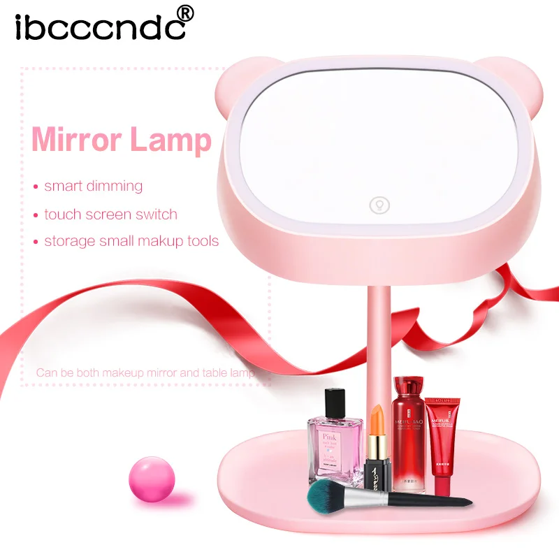 Double-sided Rotation Folding USB LEDs Lighted Makeup Mirror Touch Screen Portable Tabletop Lamp Make Up Iluminador | Красота и