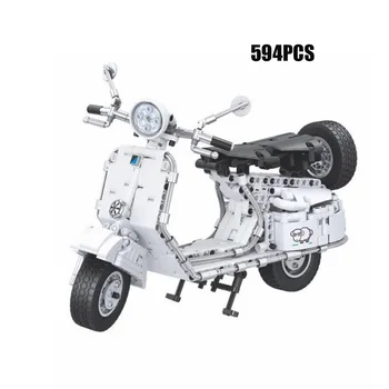 

Classic technics vespa mini Pedal motorcycle Moc building block 1:6 scale Simulation assemblage model bricks toys for collection