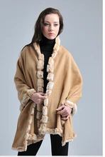 Camel Female 100% Wool Rabbit Fur Scarves Shawls Europe And America Stylish Pashmina Tippet Dropshipping Size 180*70cm SW01-B