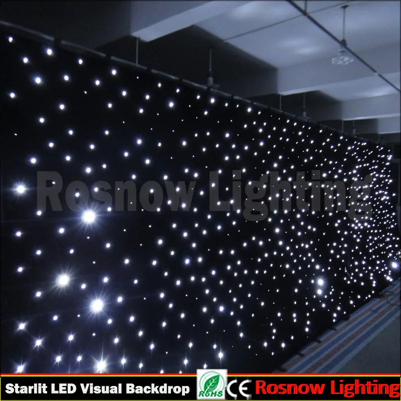 

6x3M Tri-color RGB 3in1 Starlight LED Visual Cloth Wedding Backdrop for events decoration star effects