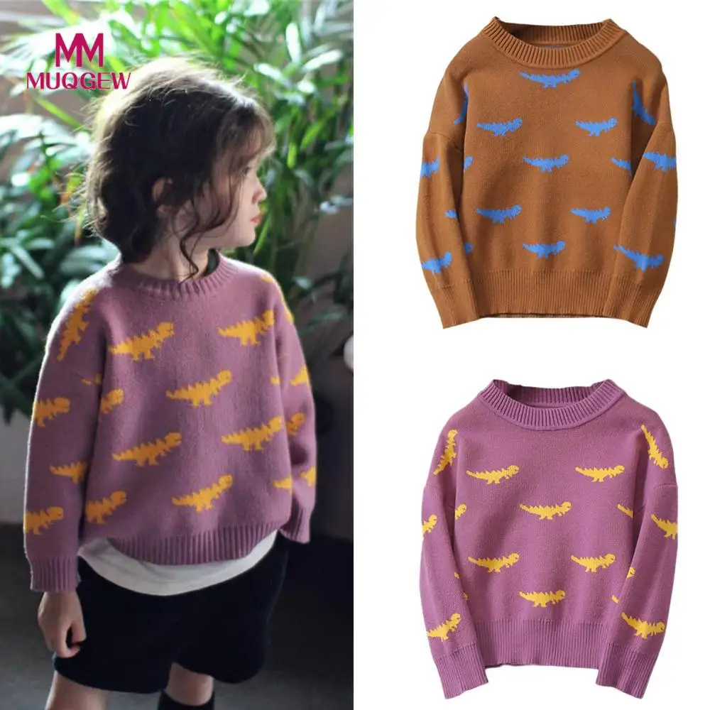 

Free Shipping Fashion Baby Kids Boys Girls Dinosaur Sweaters Soft Warm Children's Sweater Coats 2018 Autumn Winter Comfortable