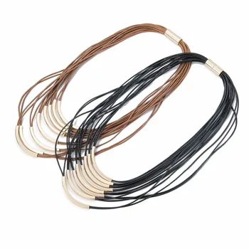 

Multi Layer Necklaces For Women Wax Line Gold Color Metal Magnet Buckle Chokers Necklace Chockers Girl Female Bisuteria Mujer