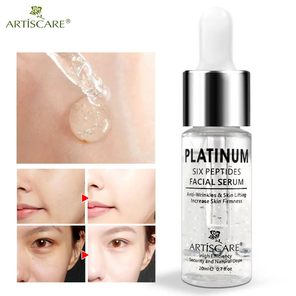 

ARTISCARE Platinum Six Peptides Serum 20ml Hyaluronic Acid Anti-Wrinkle 24K Gold Face Essence Anti Aging and Whitening Skin Care