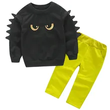 Комплект детской одежды для мальчиков и девочек, толстовка с объемными глазами топ+ штаны, комплект одежды детские топы, рубашки