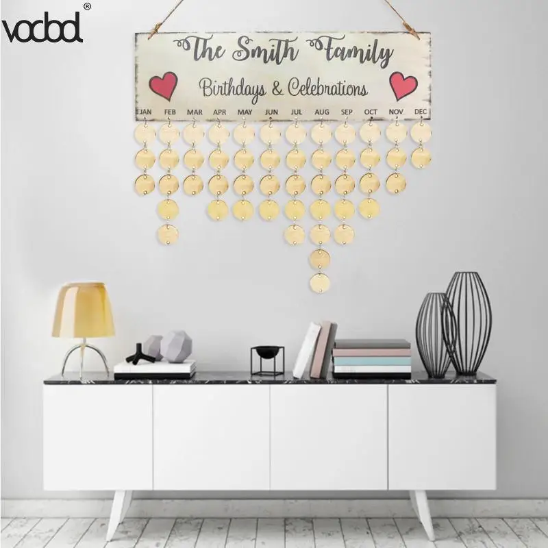 diy wooden wall calendar board family friends birthday date reminder