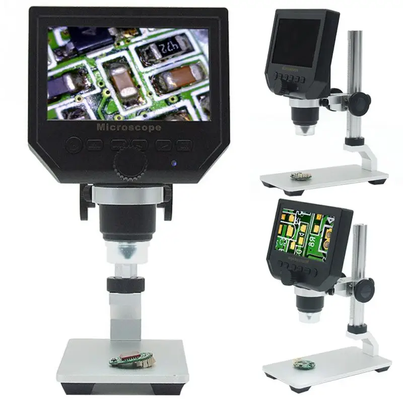 

New LCD Digital Microscope 1-600X 3.6MP 4.3inch HD LCD Display Microscope Continuous Magnifier with Aluminum Alloy Stand