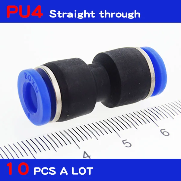 

Free shipping PU4 HIGH QUALITY 10Pcs Air Pneumatic 4mm to 4mm Straight Push in Connectors Quick Fittings