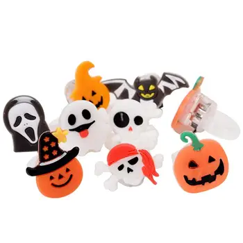 

50pcs Halloween Ring Skull Pumpkin LED Finger Rings Glow Ring Flashing Ring Halloween Accessories for Kid Children Adult