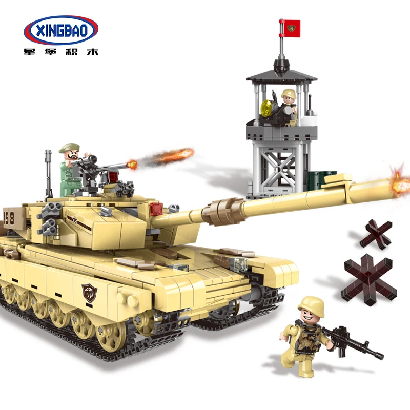  Compatible Legoing XingBao MOC Military Series Across the battlefield Tank Helicopter Conveyor Toys