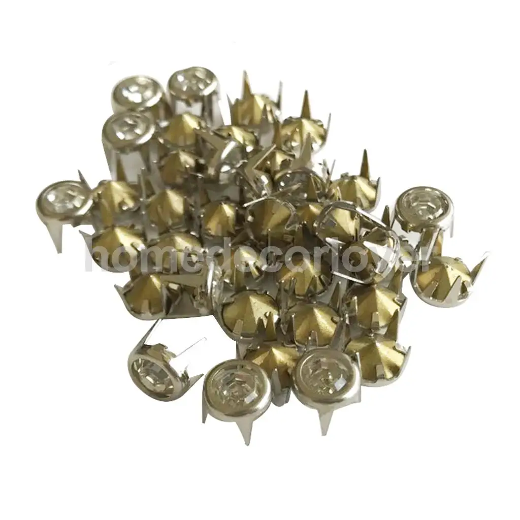50Pcs Clawed Rhinestone Studs Punk Spikes Studs Flat  Cone Decorative Rivets DIY Set For Clothes Clothing Bag Shoes Leather