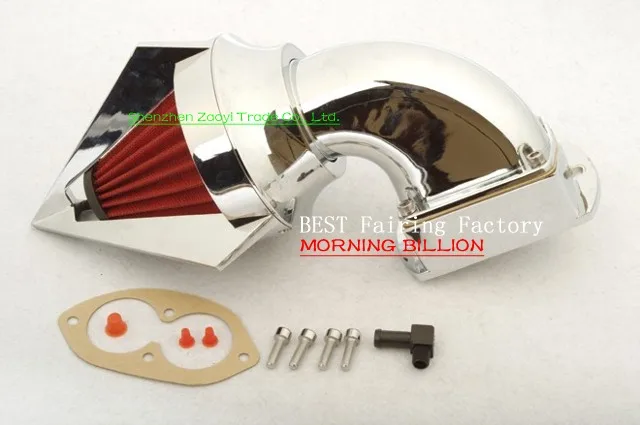 red Conical SILVER Хромированный Спайк Воздухоочиститель Впускной фильтр комплект для kawasaki 1500/1600 впрыск топлива Vulcan Meanstreak 2002-2009 - Цвет: red Conical SILVER