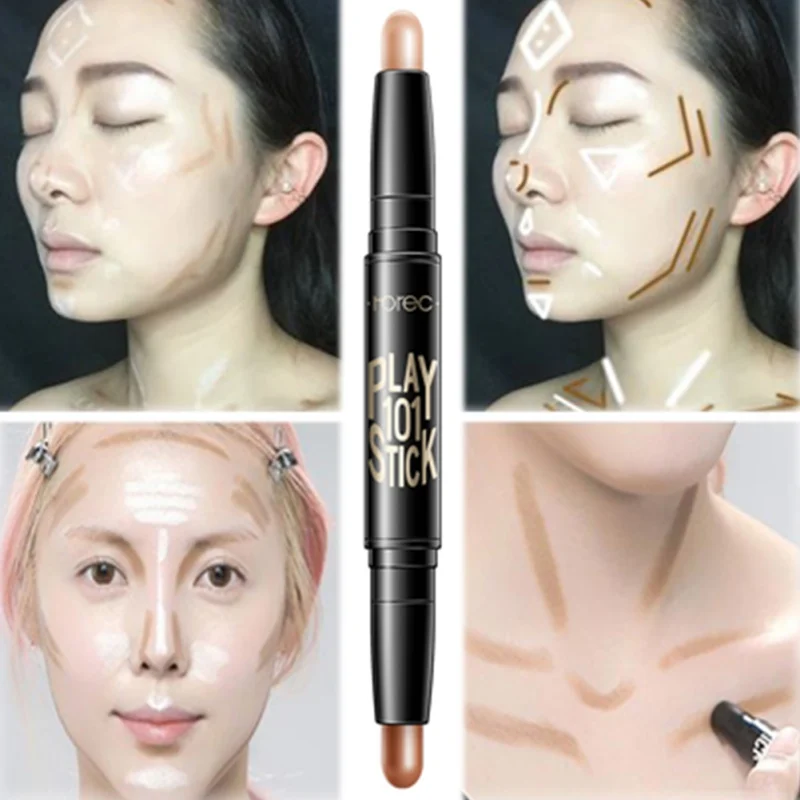 Двусторонняя 2in1 contour stick контуров читая бронзатор создать 3D лица корректор яркий свет сливочный полное покрытие