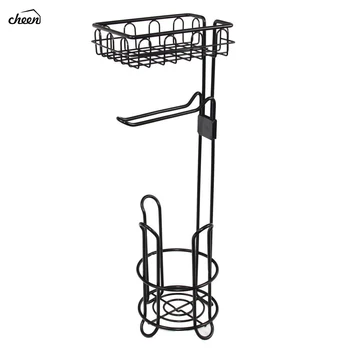 

Freestanding Metal Wire Toilet Paper Roll Holder Stand &Dispenser with Storage Shelf for CellPhone Bathroom Storage Organization
