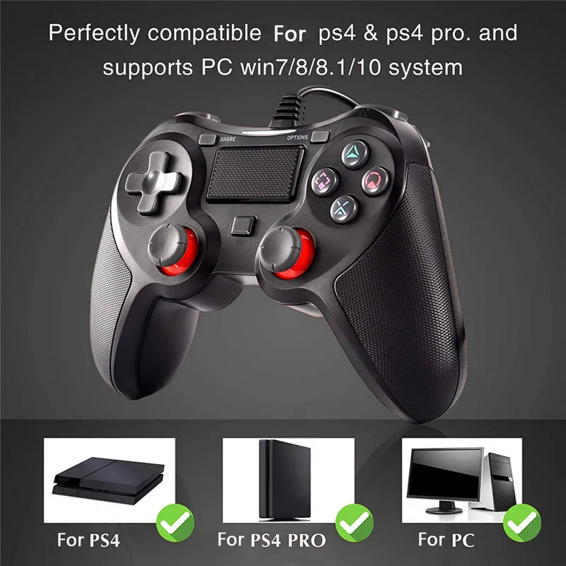 KEBIDU для PS4 USB геймпад контроллер проводной с двойной игровой вибрацией Playstation 4/3
