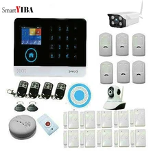 SmartYIBA WIFI 3G GPRS Controle Remoto APP Sistema de Alarme de Segurança Casa Inteligente Sem Fio Ao Ar Livre Indoor Camera IP Fumaça Fogo Sensor de