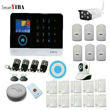 SmartYIBA WIFI 3G GPRS Alarm System Wireless Smart House Security APP Remote Control Outdoor Indoor IP Camera Smoke Fire Sensor