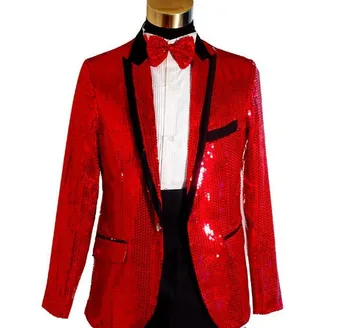 

Multicolor Men's Suit Glittering Paillette Stage Clothing Singer or Host's Clothing