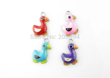 

AE91 20pcs Mixed Enamel Alloy Duck Charms Pendants DIY Jewelry Findings 25x14mm