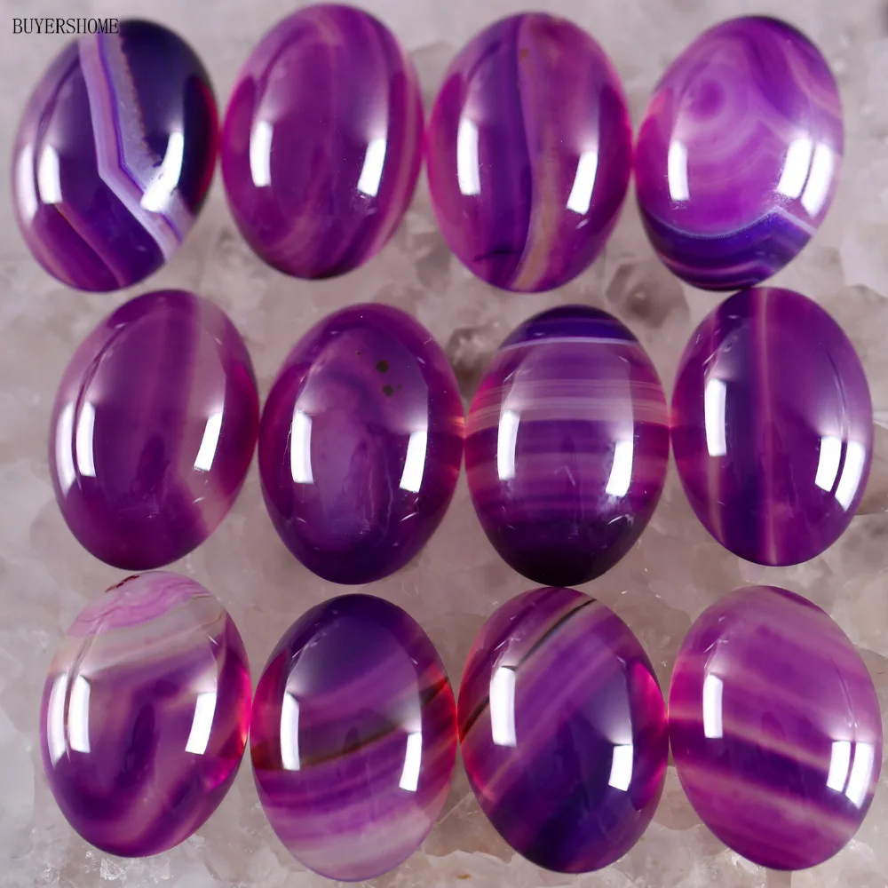 

BUYERSHOME 10Pcs 13x18MM Natural Stone Purple Onyx No Drilled Hole Oval Cabochon CAB Bead For DIY Jewelry Making Ring K1618