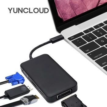 

YUNCLOUD USB Splitter USB C 3.1 to HDMI DVI DisplayPort DP VGA for Macbook Huawei P20 Pro Samsung S9/S8+ Laptop Docking station