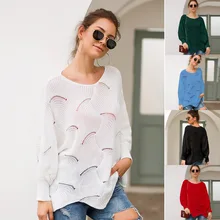 Autumn Women Elegant Loose Irregular Long Sleeve Sweaters Knit Pullover Shirt Casual Thin Sweater Hollow Pullover wanita Sweater Autumn Women Elegant Loose Irregular Long Sleeve Sweaters Knit Pullover Shirt Casual Thin Sweater Hollow Pullover wanita Sweater