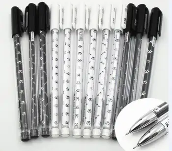 

12PCS/box hot sale high quality plastic good round dot graph 0.38mm black gel pen feather gel pen