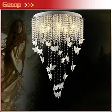 Best Price Round Crystal Lamp Living Room Bedroom Lights Creative Angel Crystal Lights LED Restaurant Crystal Ceiling Lights