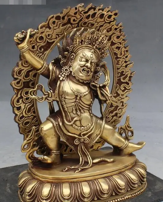 31MM Sammeln China Bronze Buddhismus Mahakala Zorn Deity Amulett Anhänger Statue 