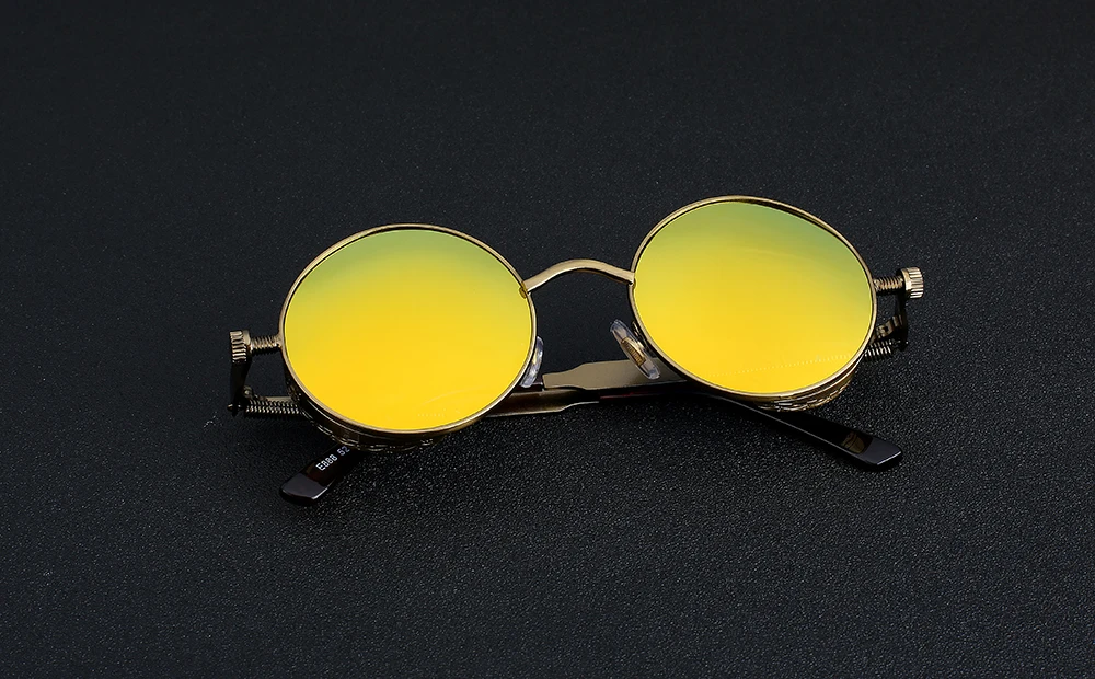 Xiu Готический Солнцезащитные очки для женщин поляризационные Для мужчин стимпанк Круглый Металлический Рамка Защита от солнца Очки очки Брендовая дизайнерская обувь Высокое качество UV400